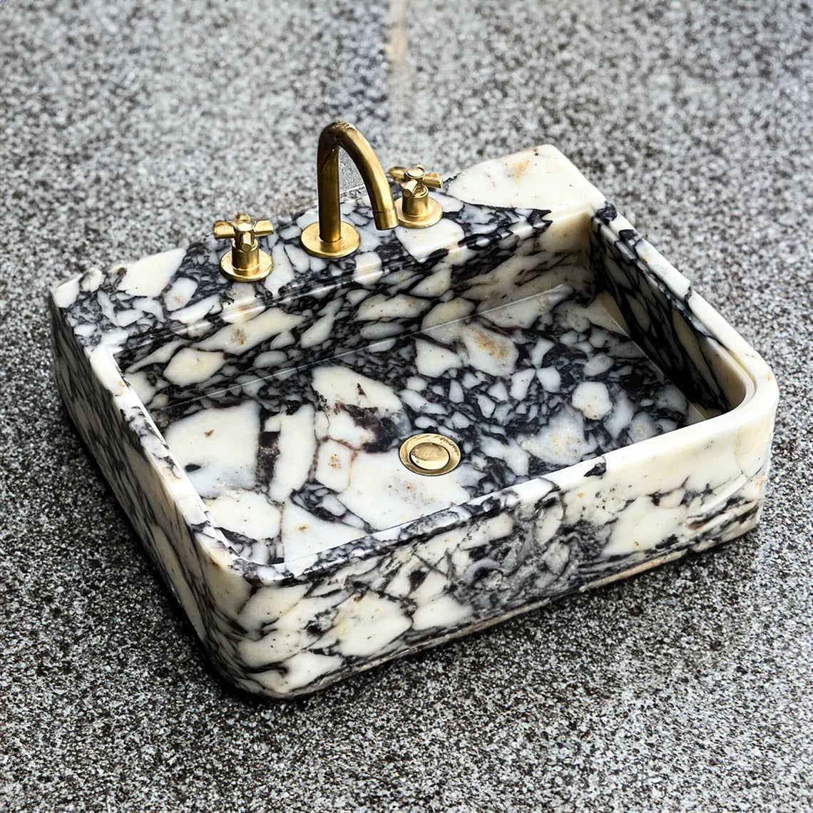 Francesca Artisanal Wall Mount Marble Sink - Calacatta Viola