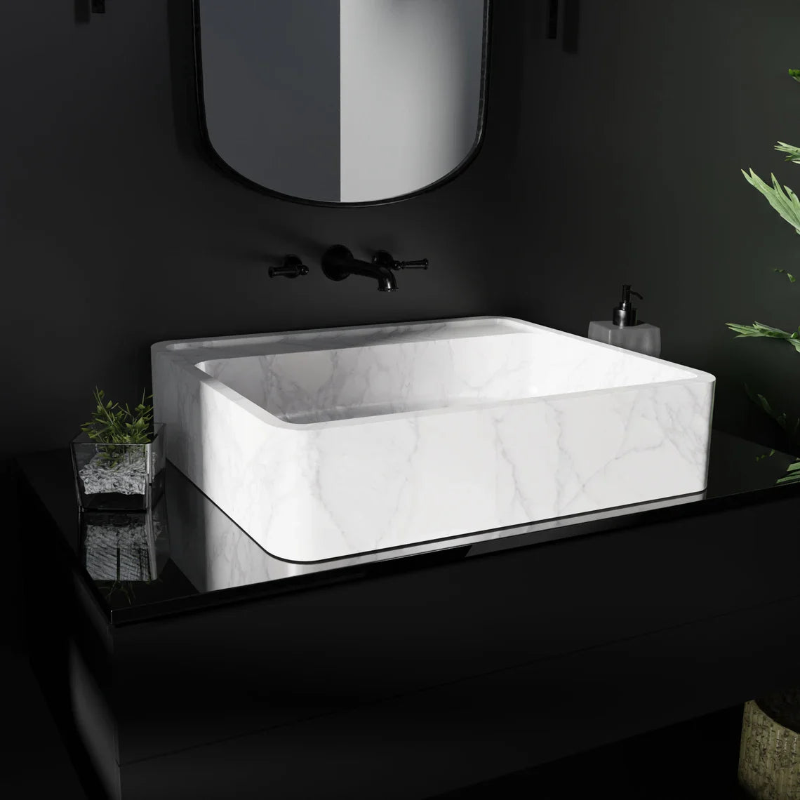 Marjolie Retro Black Wall-Mounted Mirror