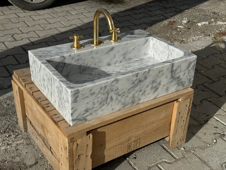Frédérique Carrara Marble Bathroom Sink