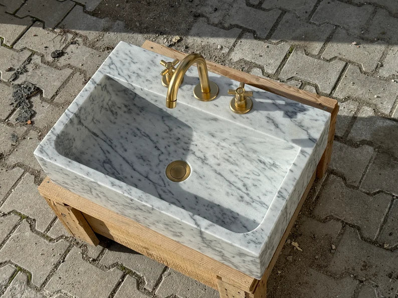 Frédérique Carrara Marble Bathroom Sink