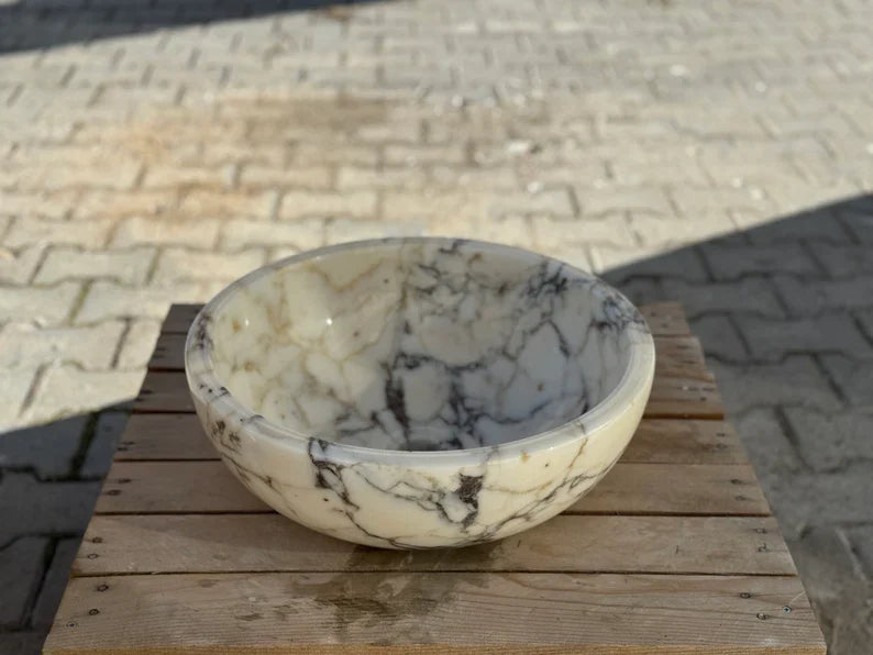 Valentino 24Calacatta Viola round bowl marble Wash basin