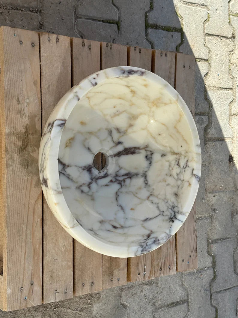 Valentino 24Calacatta Viola round bowl marble Wash basin