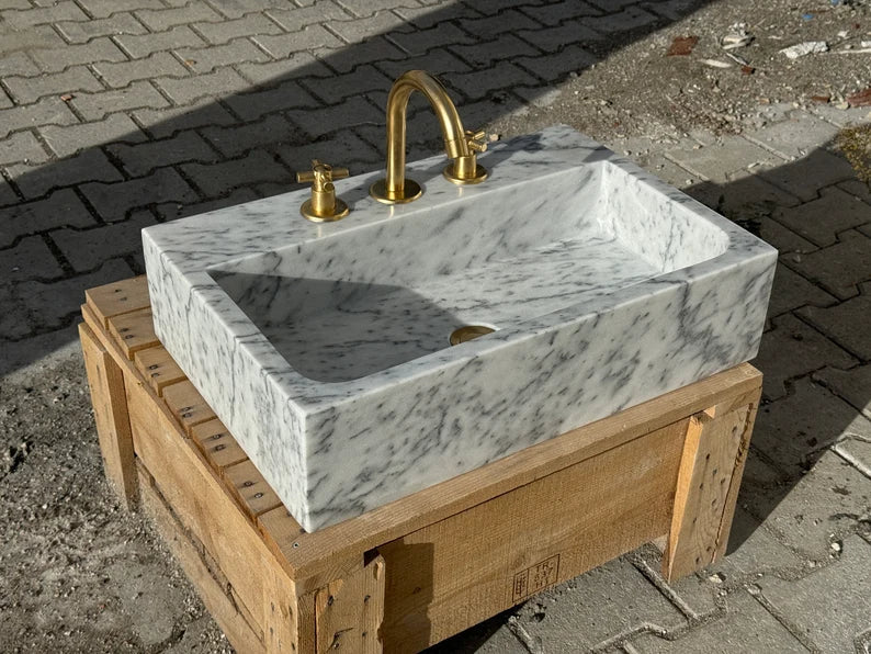 Frédérique Carrara Marble Bathroom Sink