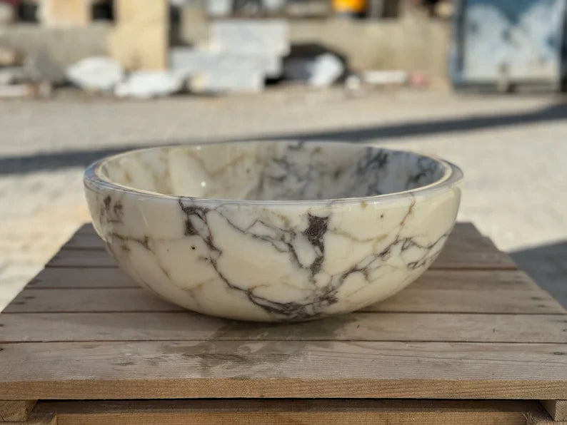 Valentino 24Calacatta Viola round bowl marble Wash basin