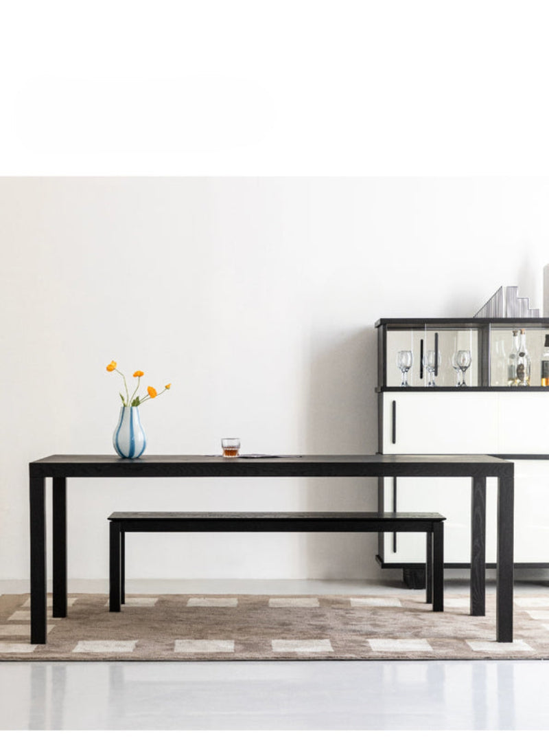 minimalist dining table ash solid wood high-end designer dining table and chair combination original wood color desk