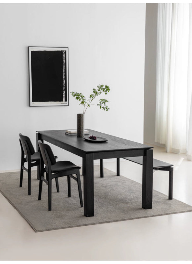 black solid wood dining table  rectangular ash wood