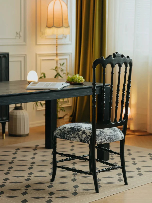 French medieval Napoleon chair solid wood dining chair American light luxury high-end soft pack retro dining table chair backrest chair