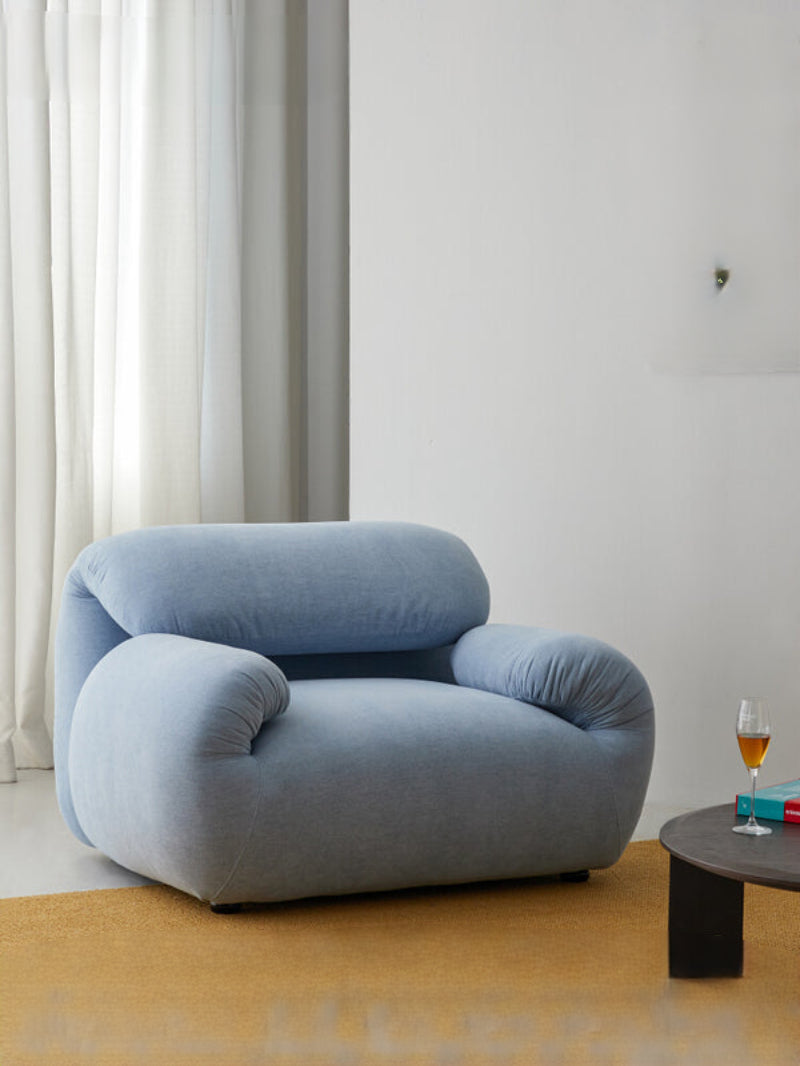 Home Furnishing Single Sofa Blue Italian Minimalist Living Room Fabric Folding Lazy Backrest Adjustable