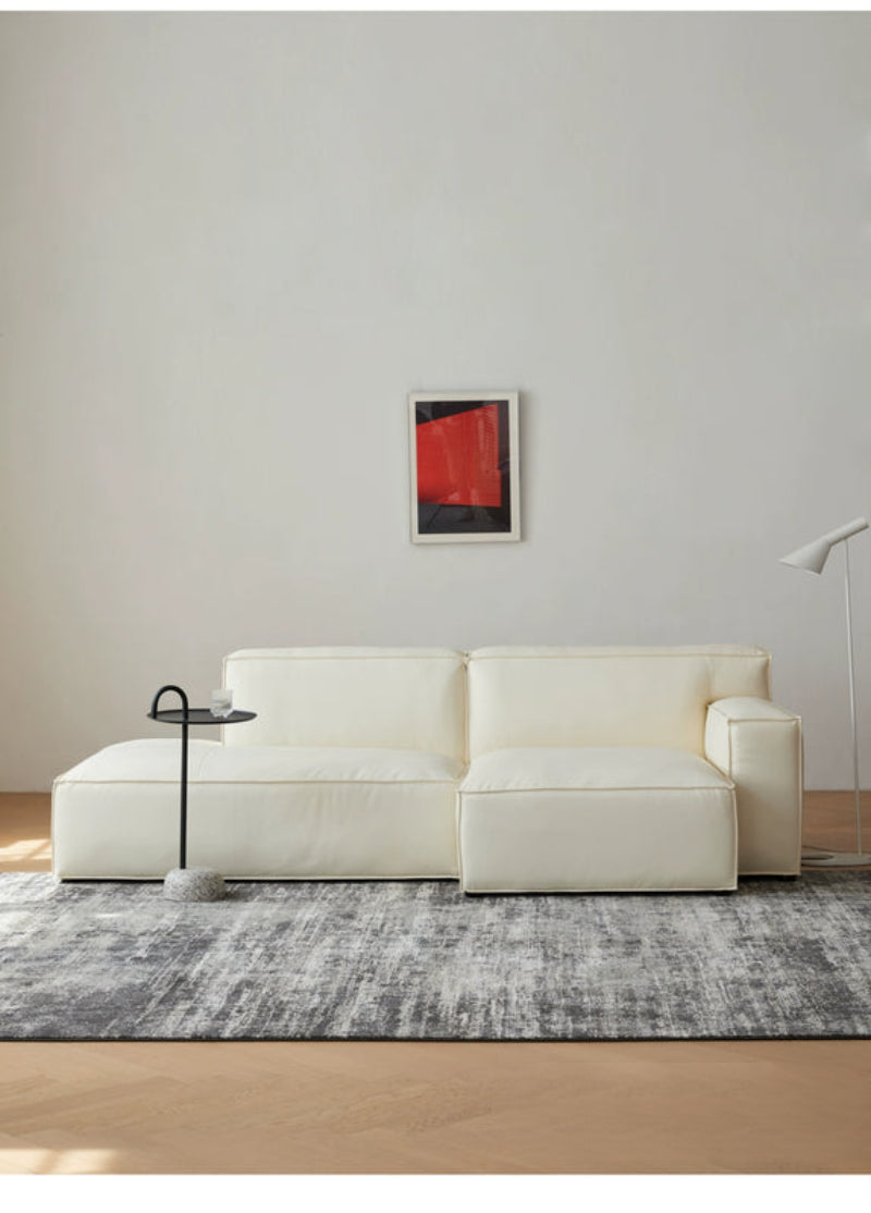 Home Furnishing Square Leather Sofa Module Combination Living Room Straight Leather Art Microfiber Leather Italian Minimalist Modern Simple