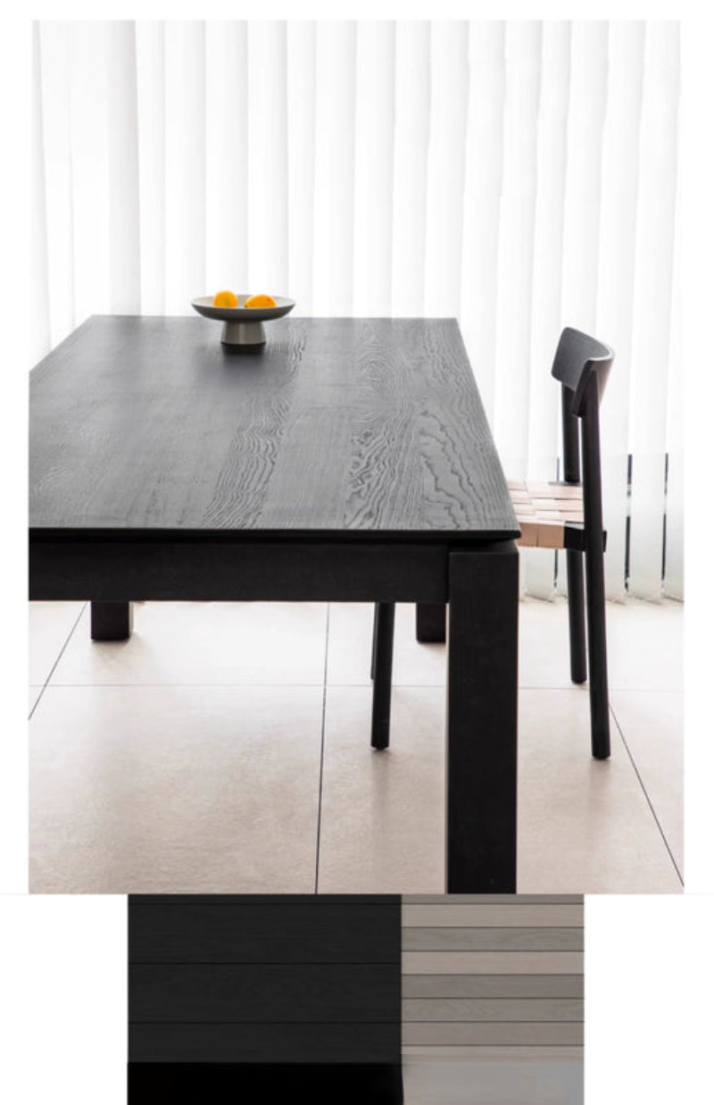 black solid wood dining table  rectangular ash wood