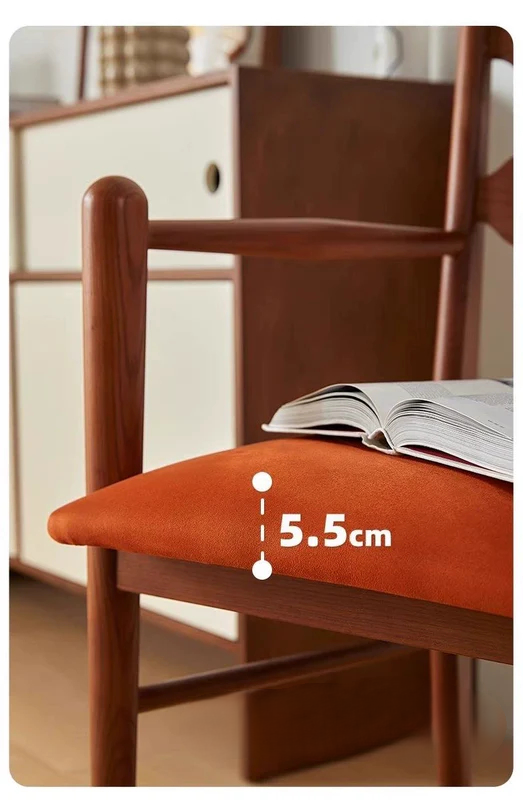 French retro solid wood dining chair home small apartment soft armrest single chair living room net celebrity medieval style backrest chair