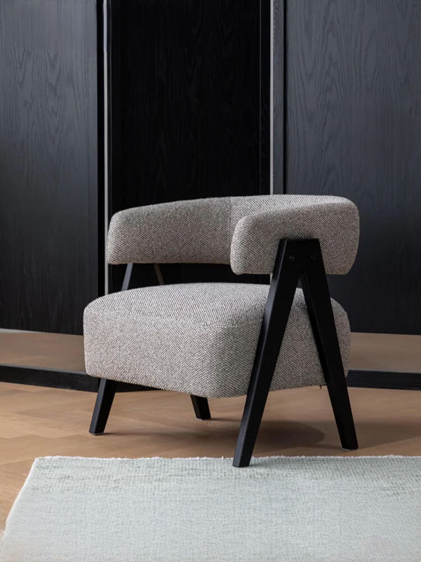 single sofa chair fabric medieval style Italian modern solid wood lazy chair leisure chair armchair