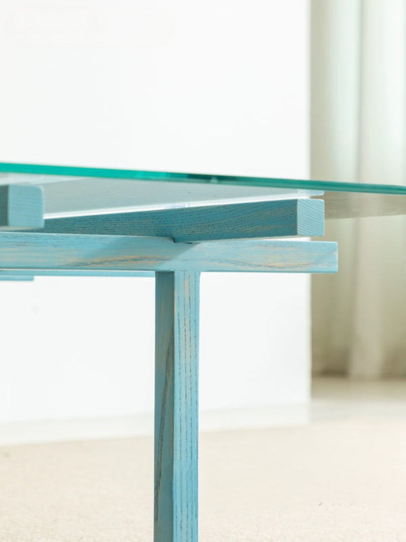 solid wood maze coffee table glass