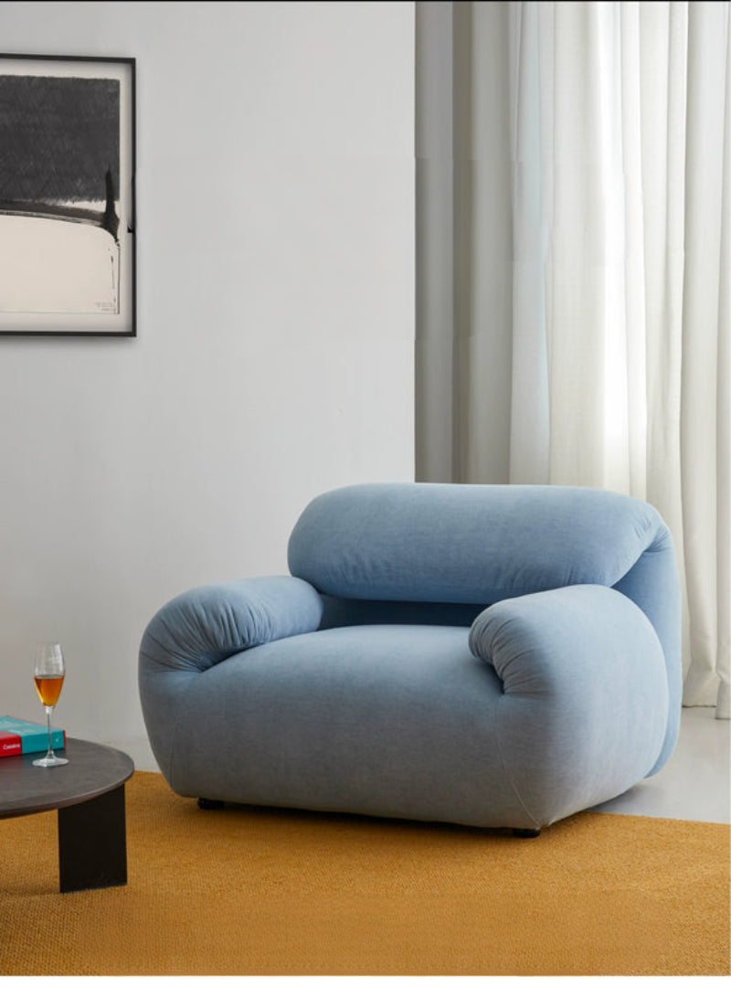 Home Furnishing Single Sofa Blue Italian Minimalist Living Room Fabric Folding Lazy Backrest Adjustable