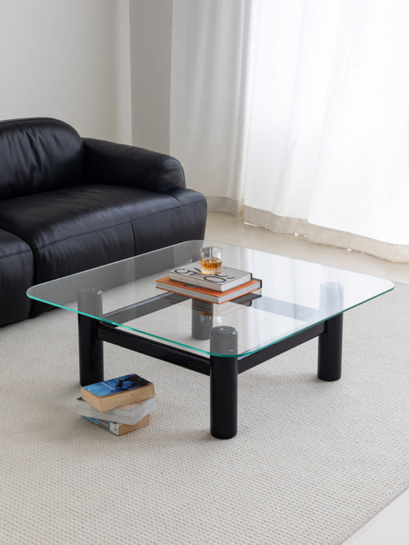 glass coffee table solid wood
