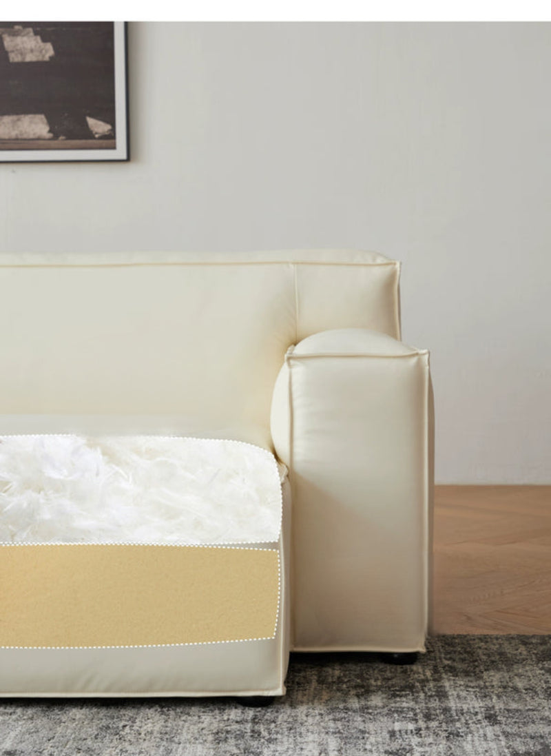 Home Furnishing Square Leather Sofa Module Combination Living Room Straight Leather Art Microfiber Leather Italian Minimalist Modern Simple