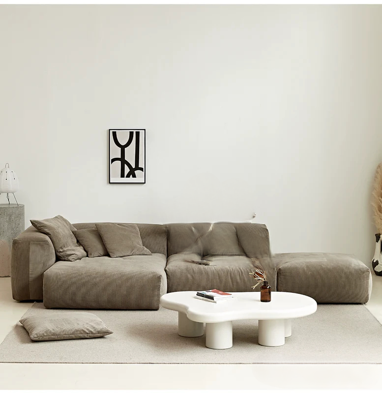Home Furnishing Corduroy Fabric Modular Sofa Dark Blue Minimalist Free Combination Living Room Small Apartment Tofu Block