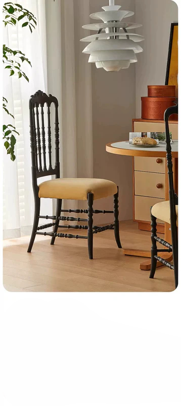 French medieval Napoleon chair solid wood dining chair American light luxury high-end soft pack retro dining table chair backrest chair