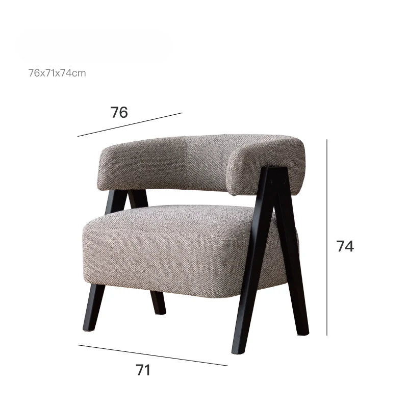single sofa chair fabric medieval style Italian modern solid wood lazy chair leisure chair armchair