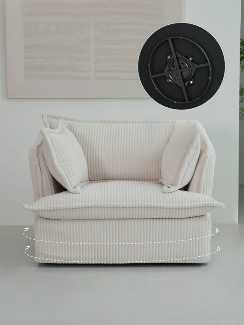 Musheng Home Fabric Single Sofa Living Room French Lazy Leisure Swivel Chair American Small Apartment Swivel Sofa Chair