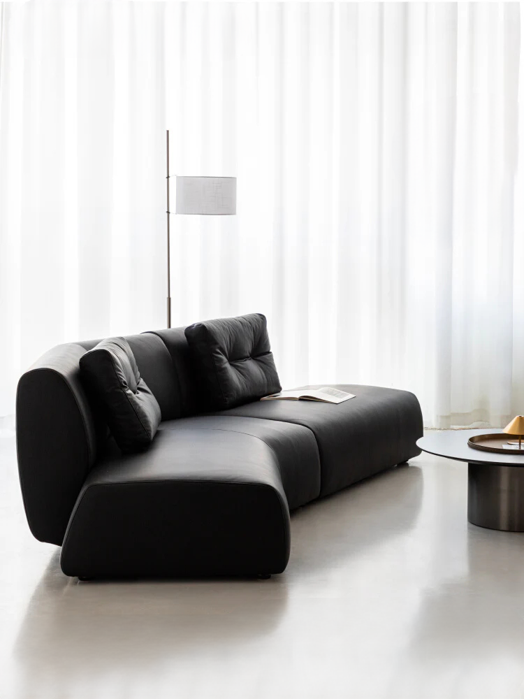 Home Leather Sofa Bevel Black Light Luxury High-end Designer Minimalist Modular Corner Special-shaped Sofa