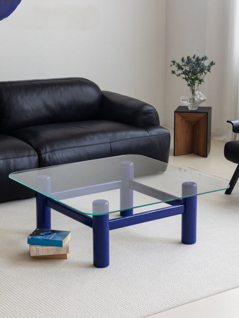 glass coffee table solid wood