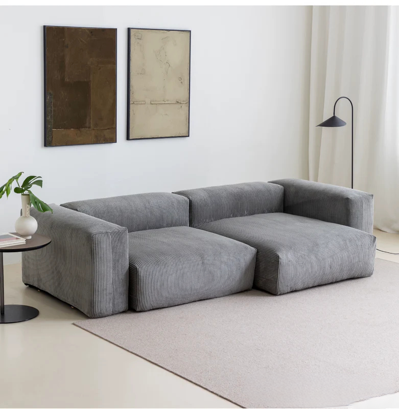Home Furnishing Corduroy Fabric Modular Sofa Dark Blue Minimalist Free Combination Living Room Small Apartment Tofu Block