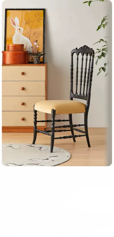 French medieval Napoleon chair solid wood dining chair American light luxury high-end soft pack retro dining table chair backrest chair