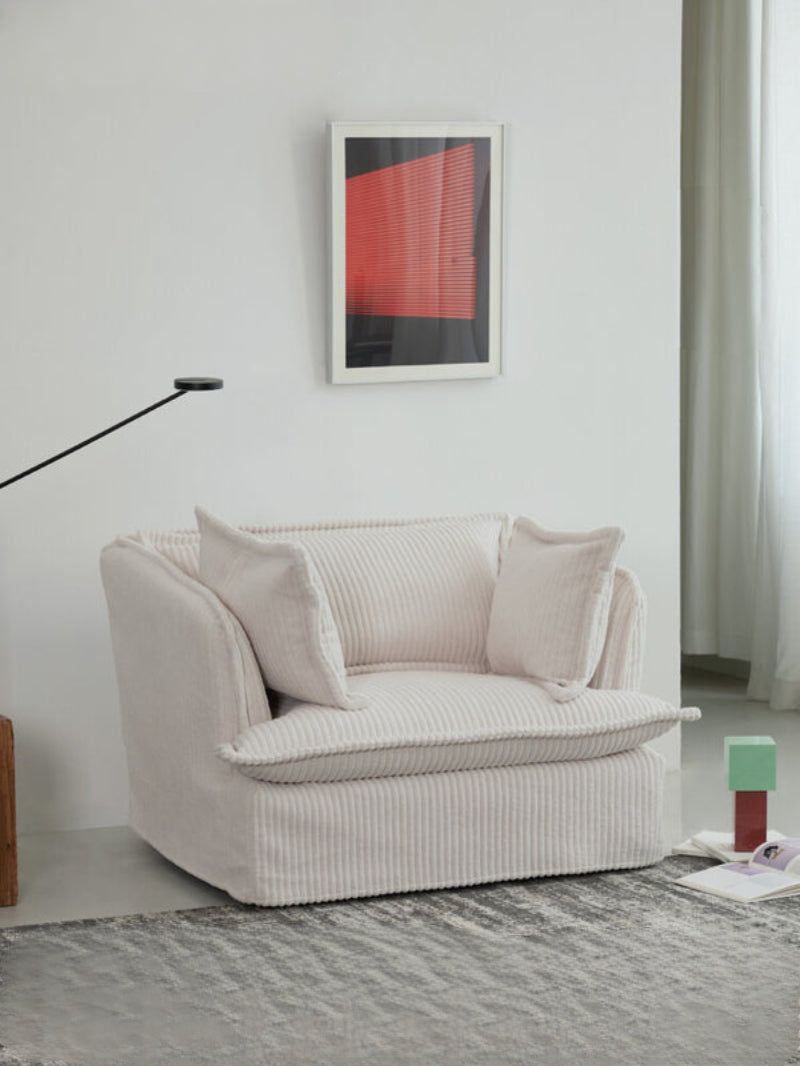 Musheng Home Fabric Single Sofa Living Room French Lazy Leisure Swivel Chair American Small Apartment Swivel Sofa Chair