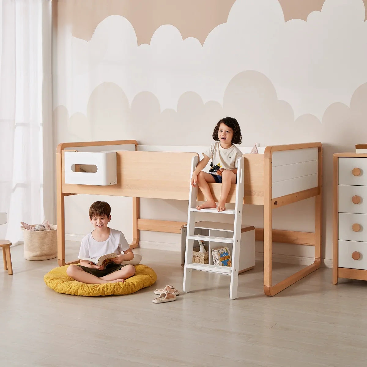 Boori Belem children's room imported solid wood children's bed up and down double bed loft bed