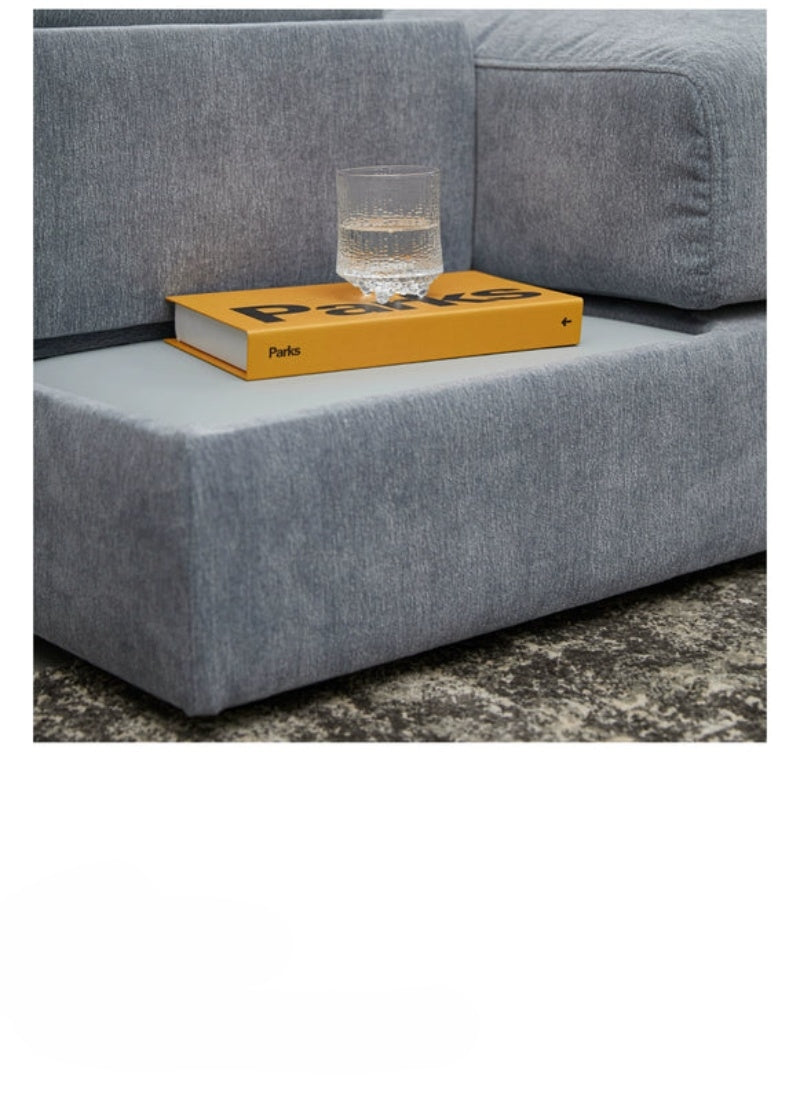 Home Furnishing Blue Fabric Chenille Module Living Room Straight Armrest Storage Box Tofu Block Supo Sofa