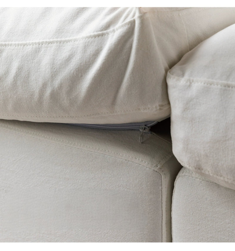 Home Furnishing Cloud Sofa Cream Style Wabi Sabi Style Linen Fabric Down Module Fully Removable and Washable Sofa