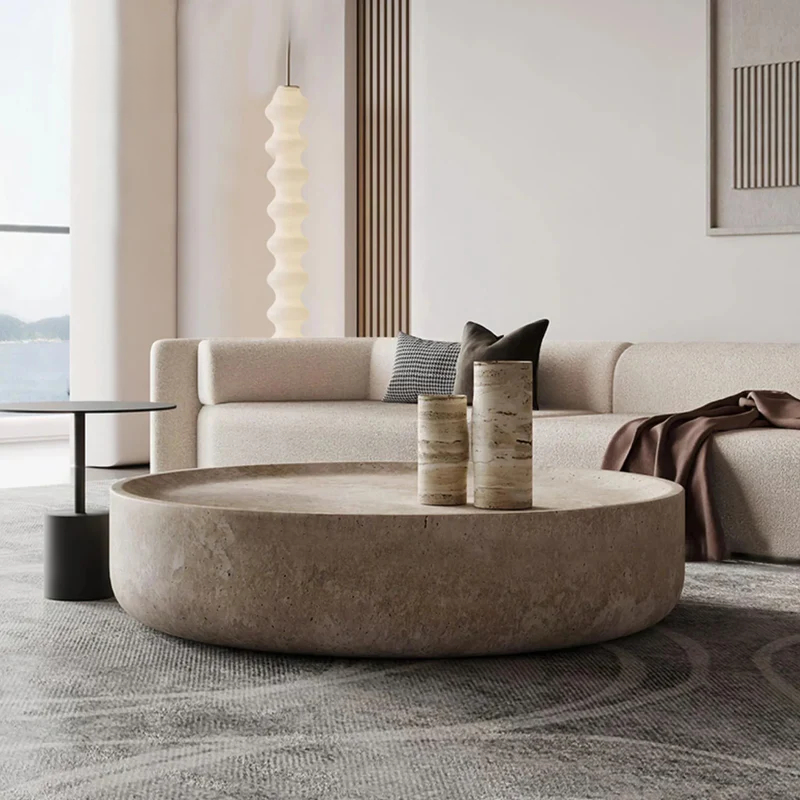 Modern Polished Beige Travertine Table Natural Stone High Quality, Durable for Villa Application