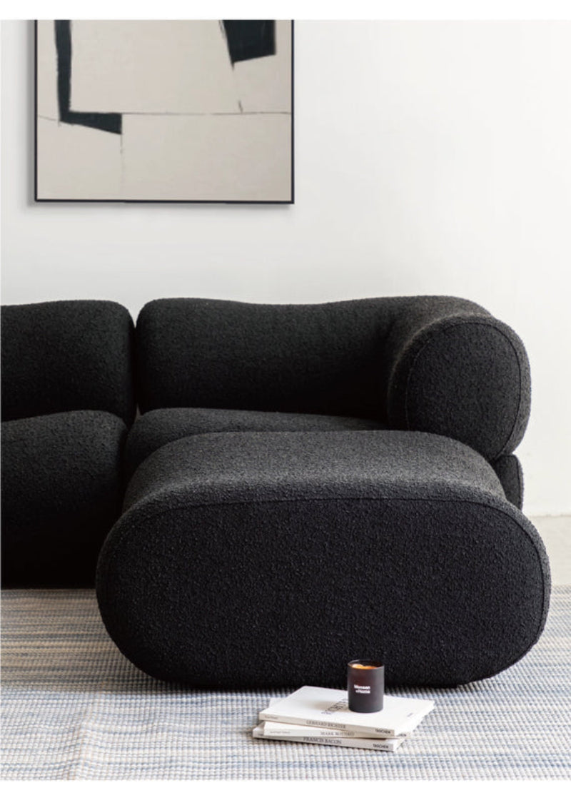 curved fabric sofa lambskin