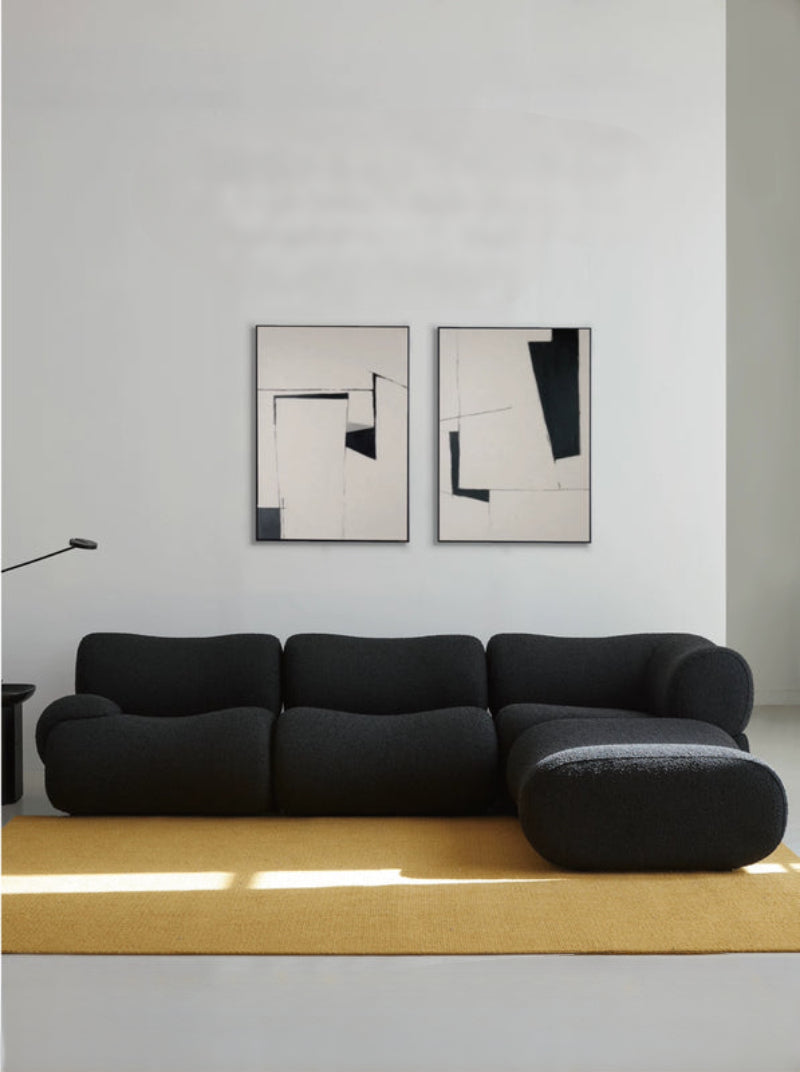 curved fabric sofa lambskin