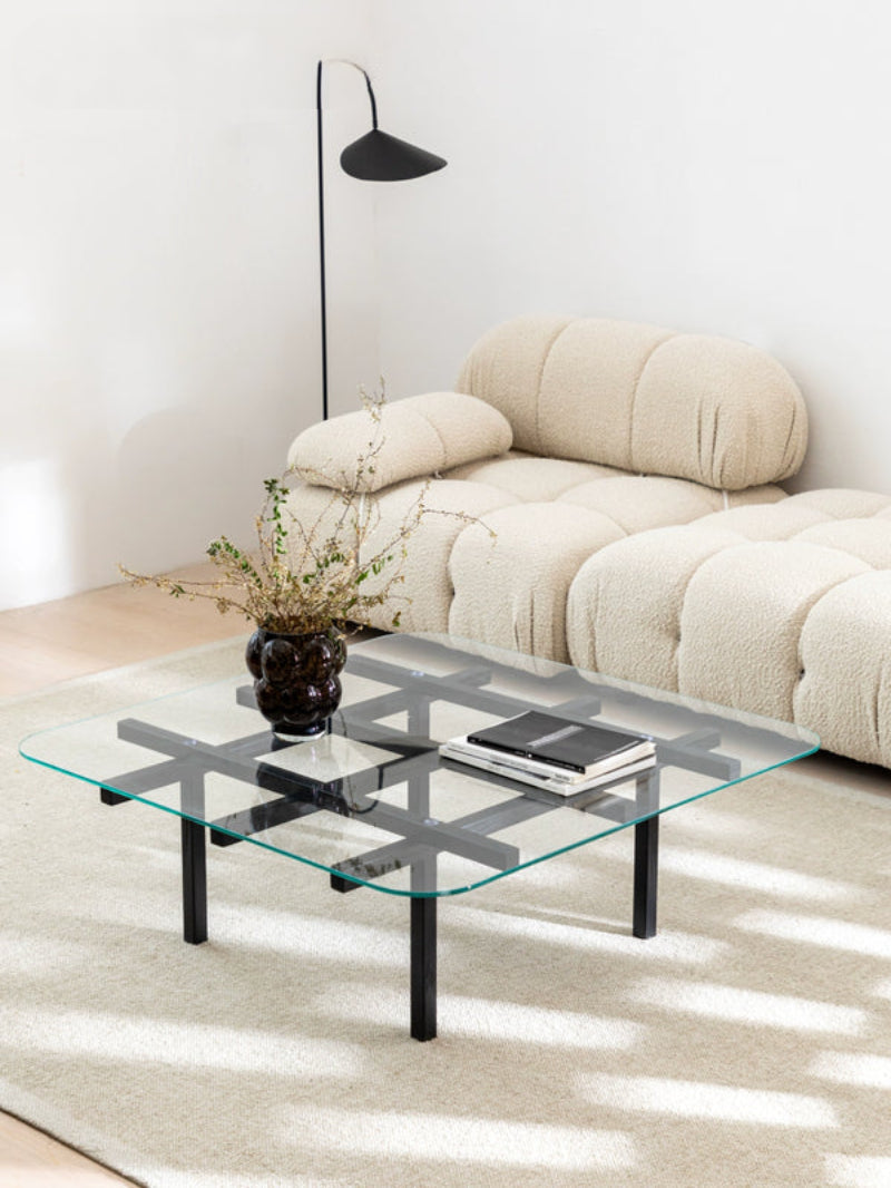 solid wood maze coffee table glass