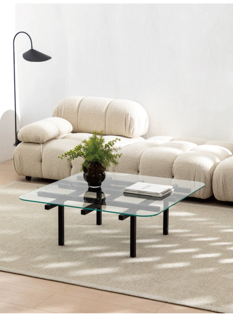solid wood maze coffee table glass