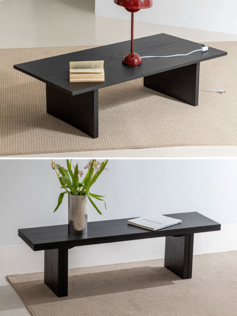 coffee table black solid wood foldable multifunctional