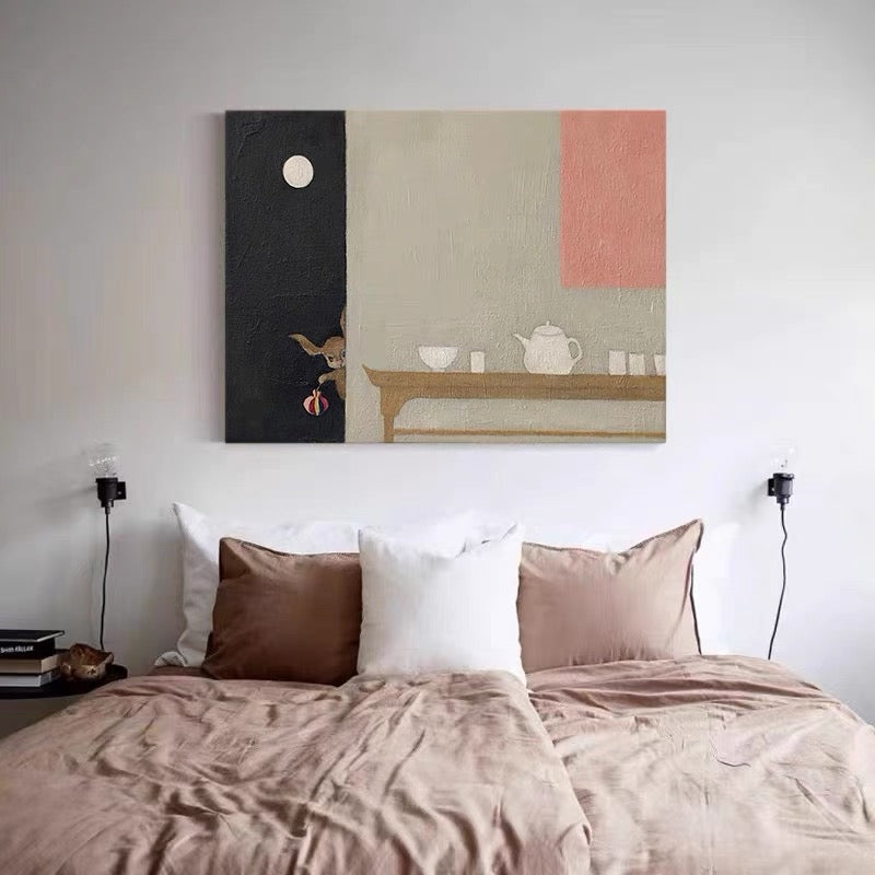 hand-painted oil painting "Under the Moonlight" living room silent wind hanging painting bedroom porch decorative painting handmade