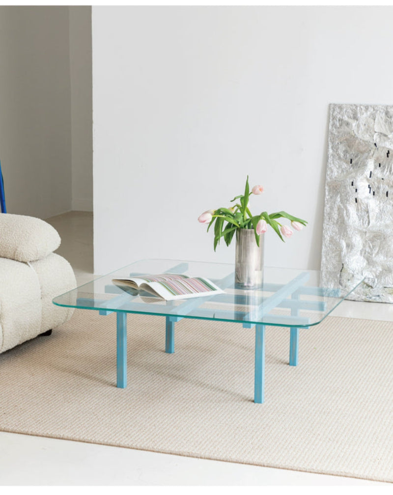 solid wood maze coffee table glass