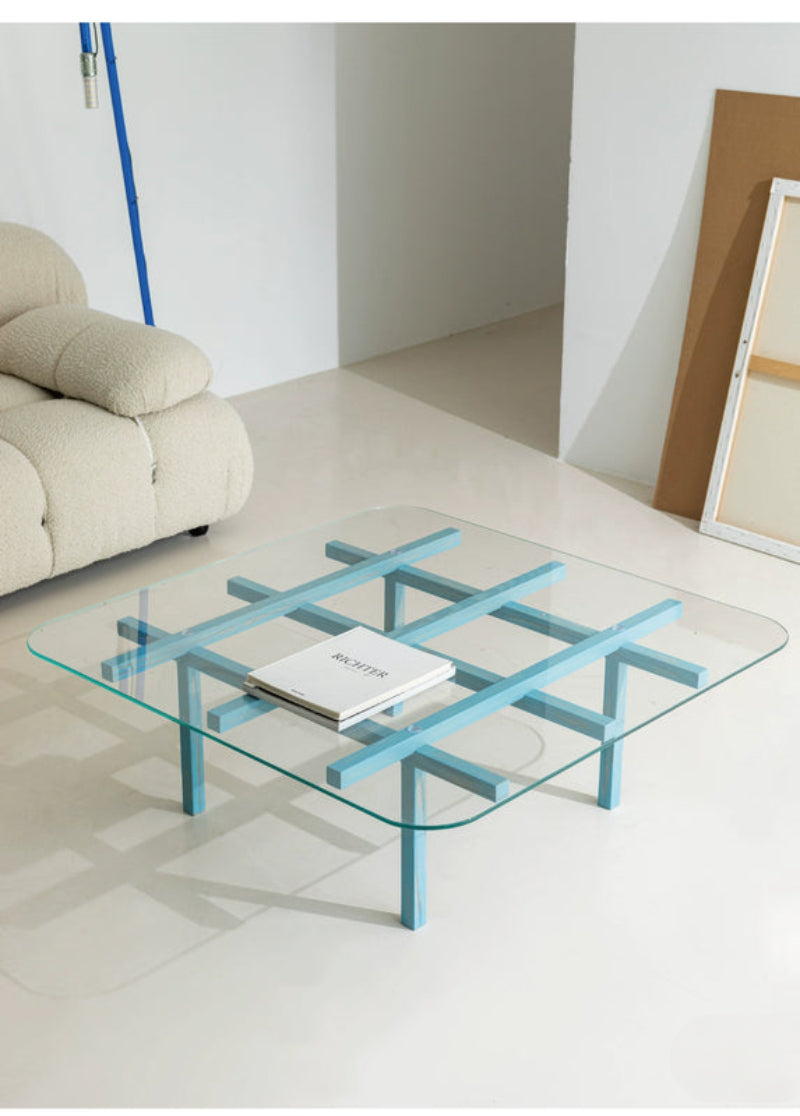 solid wood maze coffee table glass