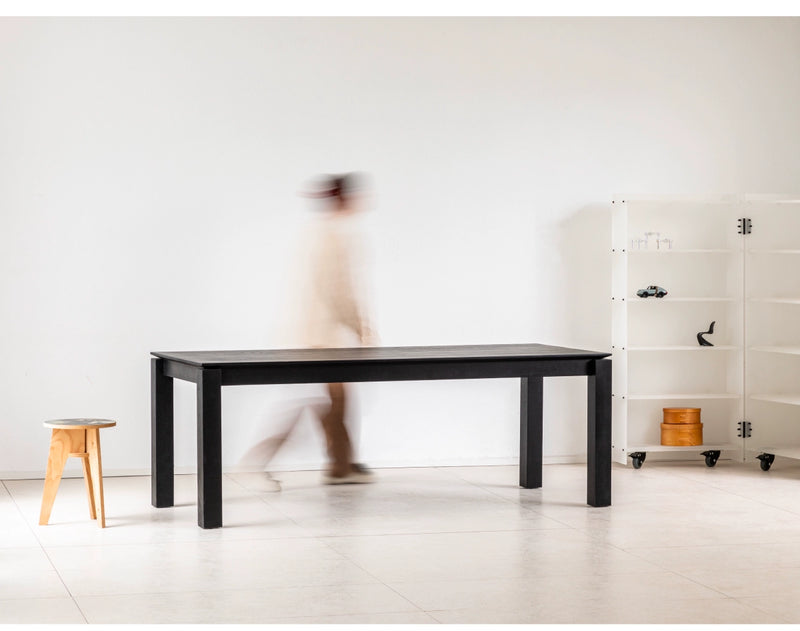 black solid wood dining table  rectangular ash wood
