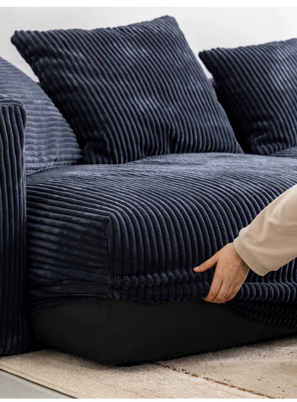 Home Furnishing Corduroy Fabric Modular Sofa Dark Blue Minimalist Free Combination Living Room Small Apartment Tofu Block