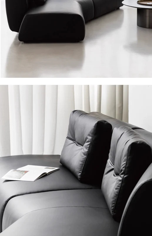 Home Leather Sofa Bevel Black Light Luxury High-end Designer Minimalist Modular Corner Special-shaped Sofa