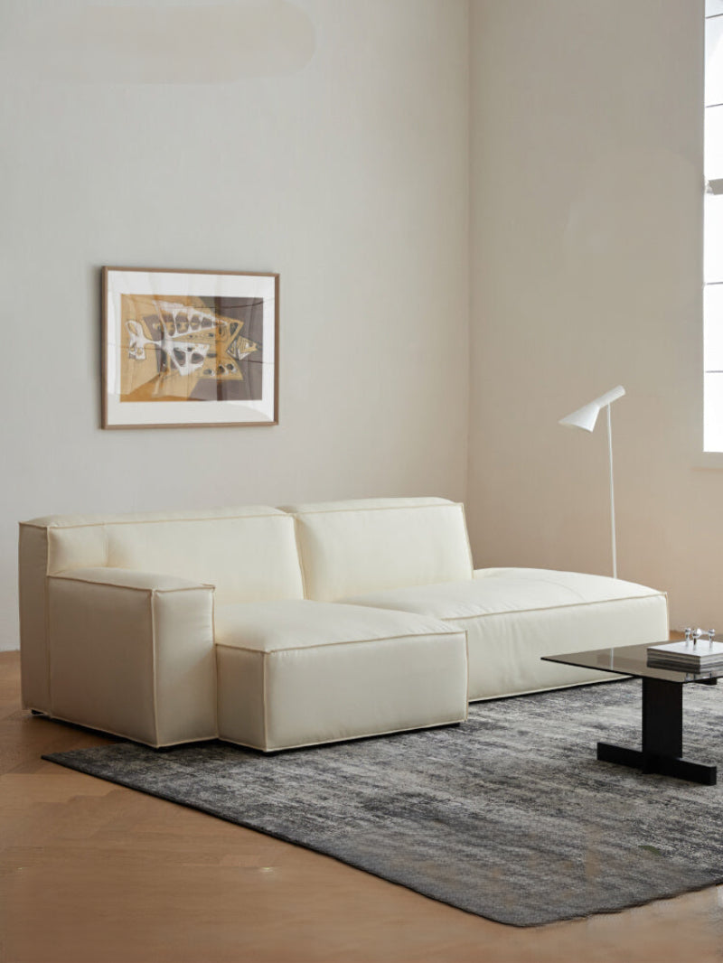 Home Furnishing Square Leather Sofa Module Combination Living Room Straight Leather Art Microfiber Leather Italian Minimalist Modern Simple
