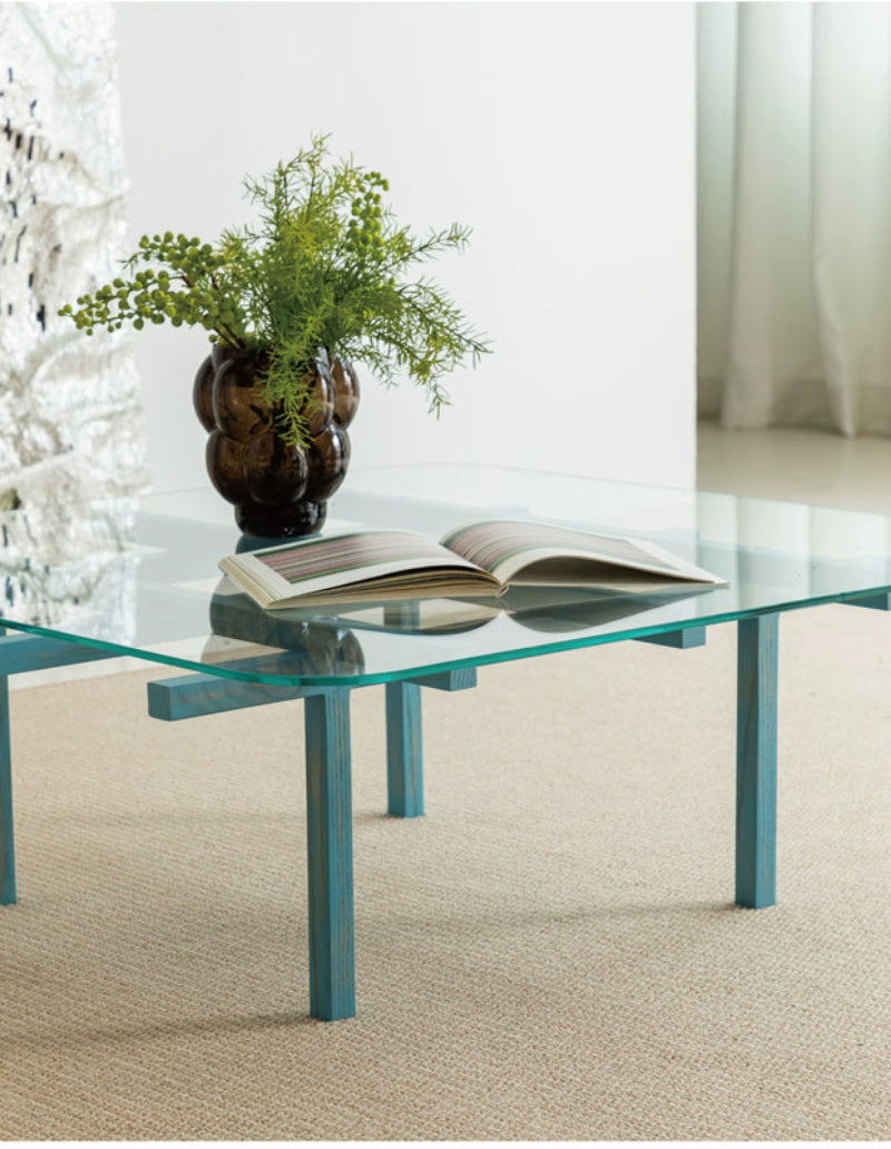 solid wood maze coffee table glass