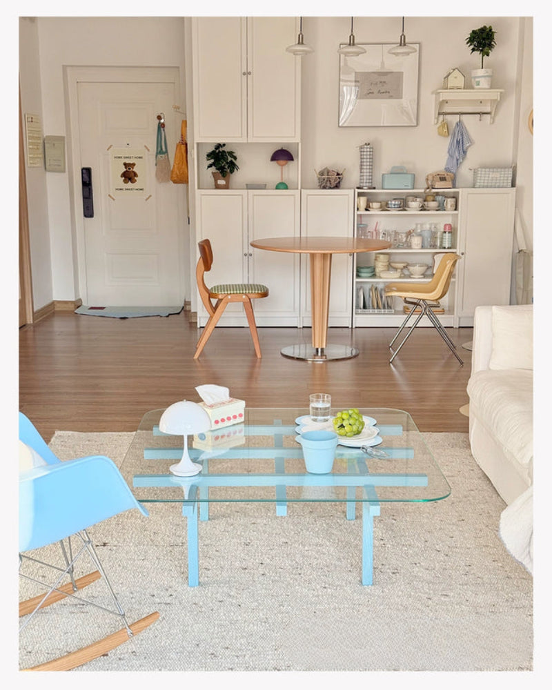 solid wood maze coffee table glass