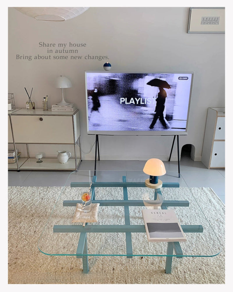 solid wood maze coffee table glass
