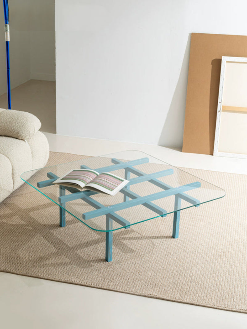 solid wood maze coffee table glass