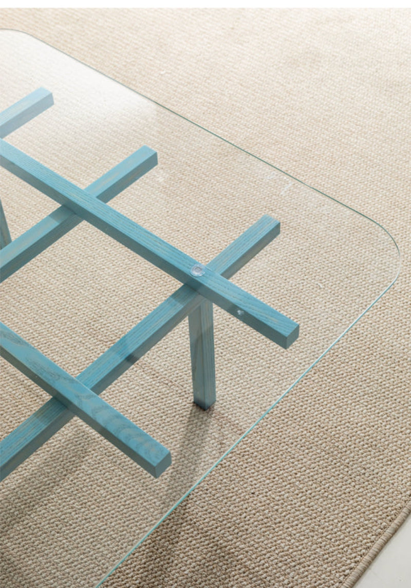 solid wood maze coffee table glass